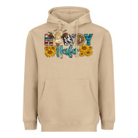 Mushroom Western Howdy Heifer With Simmental Cow Heavyweight Hoodie - LillyAllenDesigns