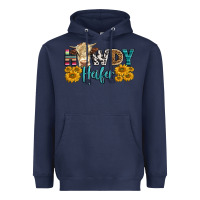 Navy Western Howdy Heifer With Simmental Cow Heavyweight Hoodie - LillyAllenDesigns