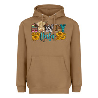 Toasted Coconut Western Howdy Heifer With Simmental Cow Heavyweight Hoodie - LillyAllenDesigns