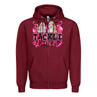 Burgundy tackle cancer with ghosts playing football Zipper Hoodie - LillyAllenDesigns
