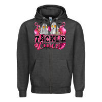 Charcoal Heather tackle cancer with ghosts playing football Zipper Hoodie - LillyAllenDesigns