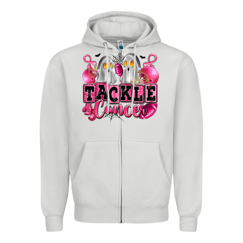 Tackle Cancer With Ghosts Playing Football Zipper Hoodie by LillyAllenDesigns | Teevron