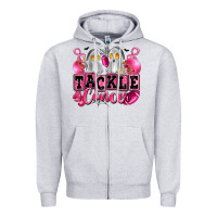 Heather Grey tackle cancer with ghosts playing football Zipper Hoodie - LillyAllenDesigns