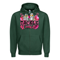 Sports Green tackle cancer with ghosts playing football Zipper Hoodie - LillyAllenDesigns