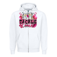 White tackle cancer with ghosts playing football Zipper Hoodie - LillyAllenDesigns