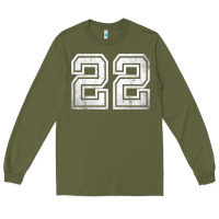 Army Green Number 22 Sports Jersey Lucky No. Birthday Age Vintage Long Sleeve Tee - tuanDangUi