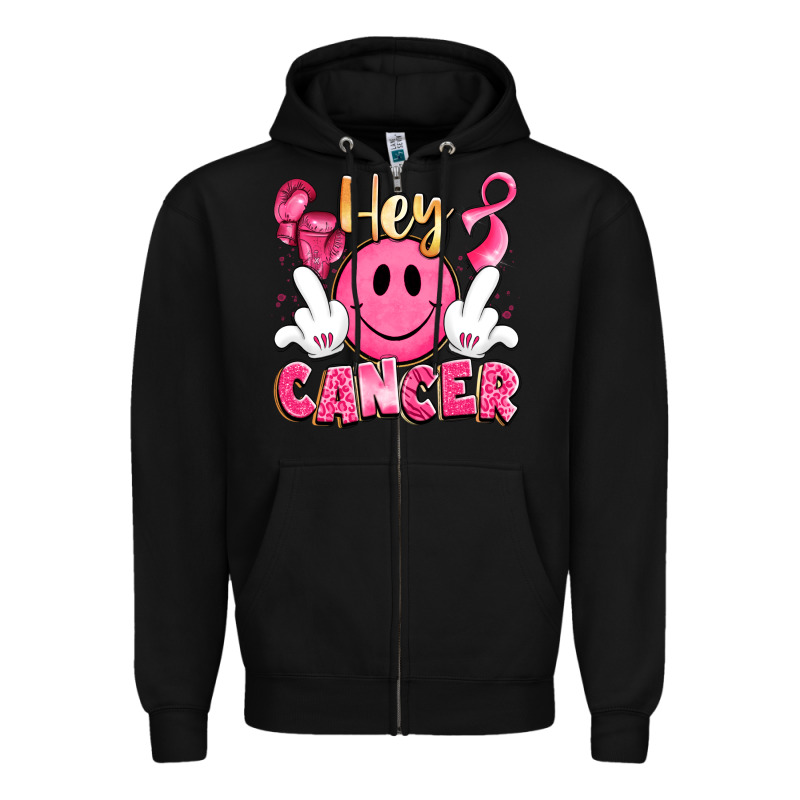 Hey Cancer With Middle Fingers Zipper Hoodie by LillyAllenDesigns | Teevron