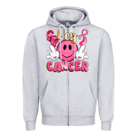 Heather Grey hey cancer with middle fingers Zipper Hoodie - LillyAllenDesigns