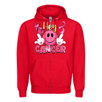 Red hey cancer with middle fingers Zipper Hoodie - LillyAllenDesigns