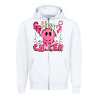 White hey cancer with middle fingers Zipper Hoodie - LillyAllenDesigns
