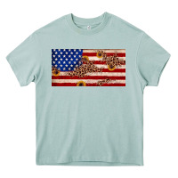 Arona American flag leopard sunflower Heavy Core Tee - JahusDesignShop