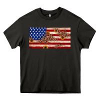 Asphalt American flag leopard sunflower Heavy Core Tee - JahusDesignShop