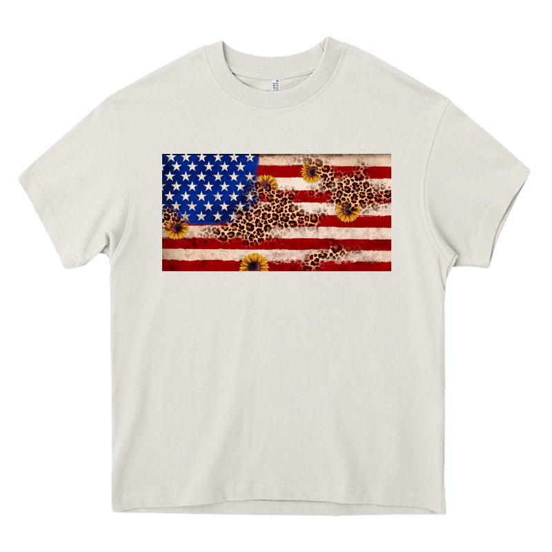 American Flag Leopard Sunflower Heavy Core Tee by JahusDesignShop | Teevron