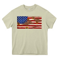 Mossy American flag leopard sunflower Heavy Core Tee - JahusDesignShop