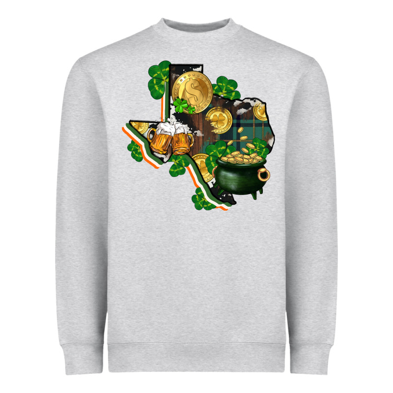 Texas Map St Patricks Day Heavyweight Sweatshirt by FaDigitalArtStudio | Teevron