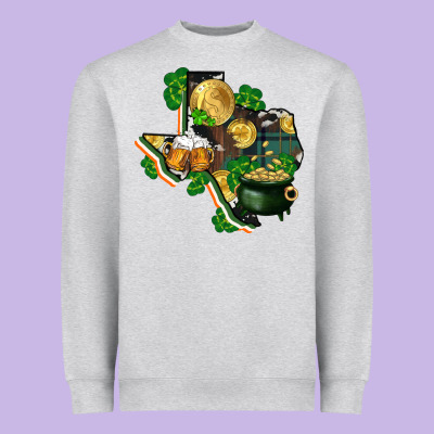 Texas Map St Patricks Day Heavyweight Sweatshirt Designed By Fadigitalartstudio