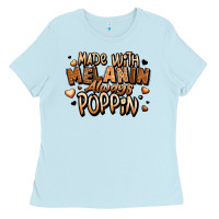 Baby Blue made with melanin always poppin' Ladies Tee - LillyAllenDesigns