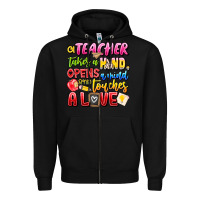 Black a Teacher Takes a Hand Opens a mind and Touches A Zipper Hoodie - CowhideDigitalArt