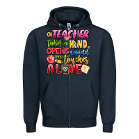 Navy a Teacher Takes a Hand Opens a mind and Touches A Zipper Hoodie - CowhideDigitalArt