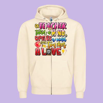 A Teacher Takes A Hand Opens A Mind And Touches A Zipper Hoodie Designed By Cowhidedigitalart