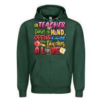Sports Green a Teacher Takes a Hand Opens a mind and Touches A Zipper Hoodie - CowhideDigitalArt