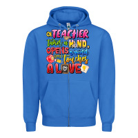 True Royal a Teacher Takes a Hand Opens a mind and Touches A Zipper Hoodie - CowhideDigitalArt