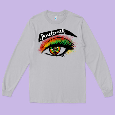 Juneteenth Eyelash Cowgirl Long Sleeve Tee Designed By Cowgirlartshop