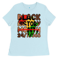 Baby Blue black history month Ladies Tee - LillyAllenDesigns