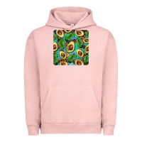 Pigment Salmon avacado with turquoise and leopard background mug coaster Urban Hoodie - BarkalooDesign