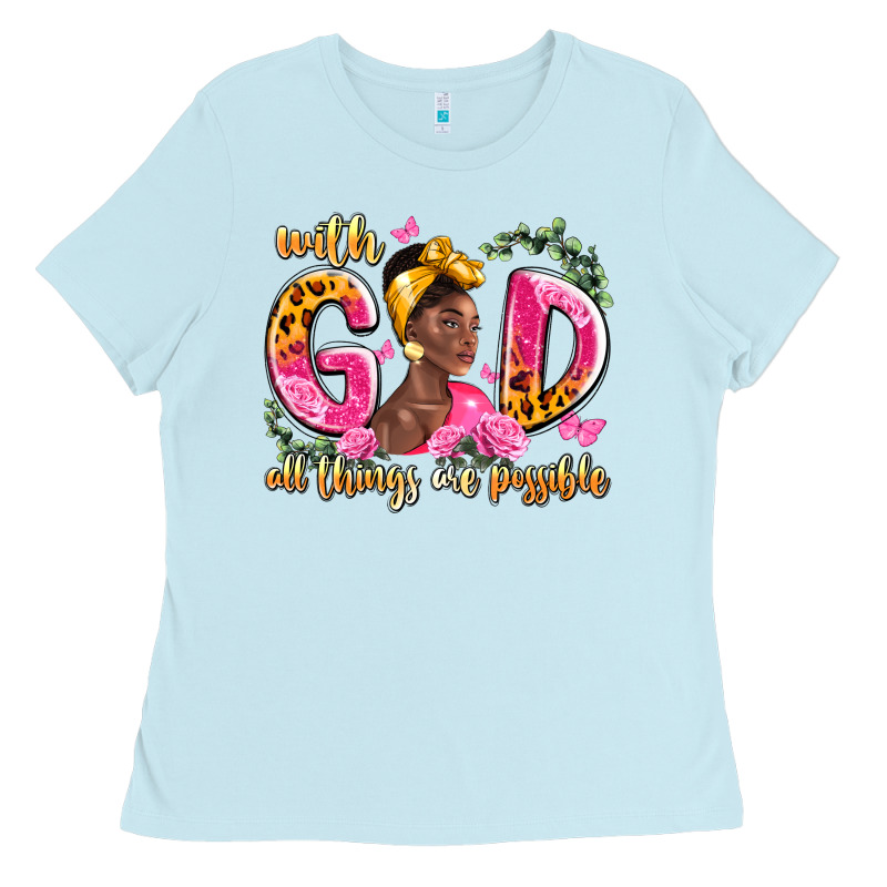 With God All Things Are Possible Black Woman Ladies Tee by LillyAllenDesigns | Teevron
