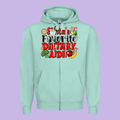 Santas Favorite Dietary Aide Zipper Hoodie Designed By Lillyallendesigns