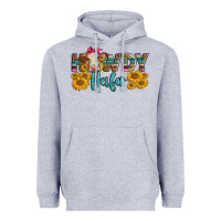 Heather Grey Western Howdy Heifer With Charolais Cow Heavyweight Hoodie - LillyAllenDesigns