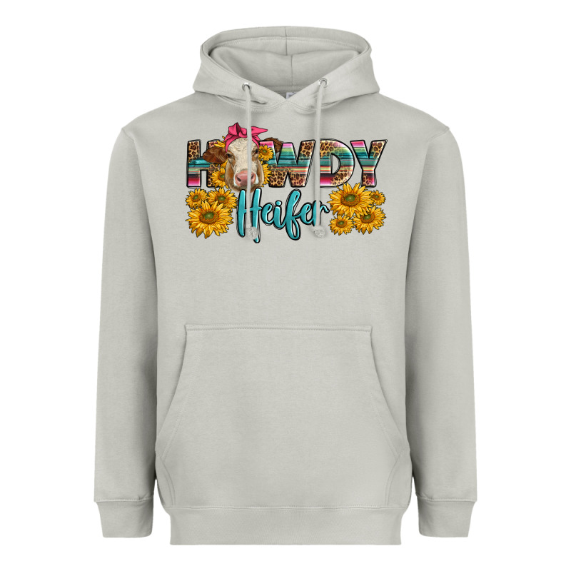 Western Howdy Heifer With Charolais Cow Heavyweight Hoodie by LillyAllenDesigns | Teevron