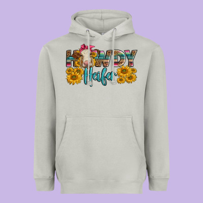 Western Howdy Heifer With Charolais Cow Heavyweight Hoodie Designed By Lillyallendesigns