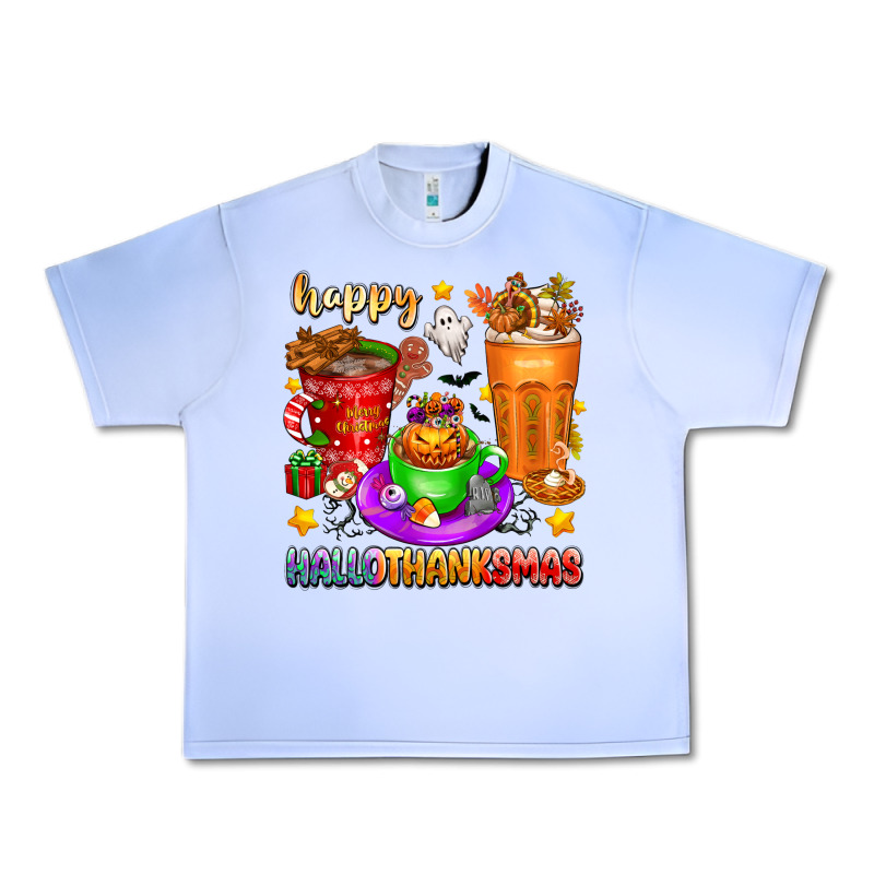 Happy Hallothanksmas Coffee Cups Urban Heavy Tee by texasbilliewilder | Teevron