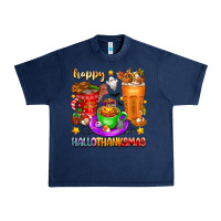 Navy Happy Hallothanksmas coffee cups Urban Heavy Tee - texasbilliewilder