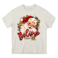 Believe Christmas Santa Claus Heavy Core Tee | Teevron