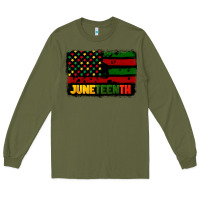 Army Green juneteenth american flag Long Sleeve Tee - CowGirlArtShop