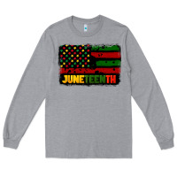 Heather Grey juneteenth american flag Long Sleeve Tee - CowGirlArtShop