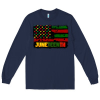 Navy juneteenth american flag Long Sleeve Tee - CowGirlArtShop