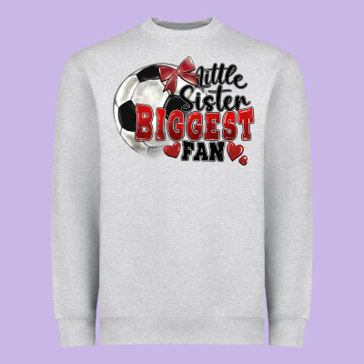 Little Sister Biggest Fan Soccer Heavyweight Sweatshirt Designed By Fadigitalartstudio