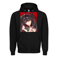 Black tokisaki kurumi Zipper Hoodie - tuanDangUi