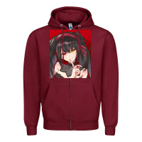 Burgundy tokisaki kurumi Zipper Hoodie - tuanDangUi