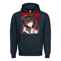 Navy tokisaki kurumi Zipper Hoodie - tuanDangUi