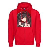 Red tokisaki kurumi Zipper Hoodie - tuanDangUi