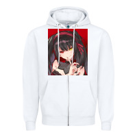 White tokisaki kurumi Zipper Hoodie - tuanDangUi