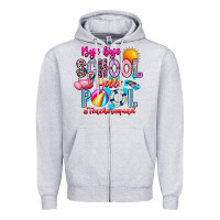 Heather Grey Bye Bye School Hello Pool Teacher  Squad Zipper Hoodie - CowhideDigitalArt