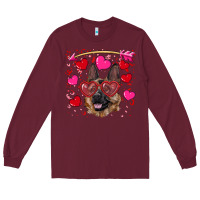 Burgundy valentine's german shepherd Long Sleeve Tee - RanaPortraitStore