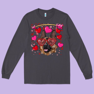 Valentine's German Shepherd Long Sleeve Tee Designed By Ranaportraitstore