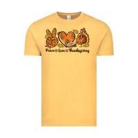 Vintage Mustard Peace Love Thanksgiving Vintage Tee - texasbilliewilder